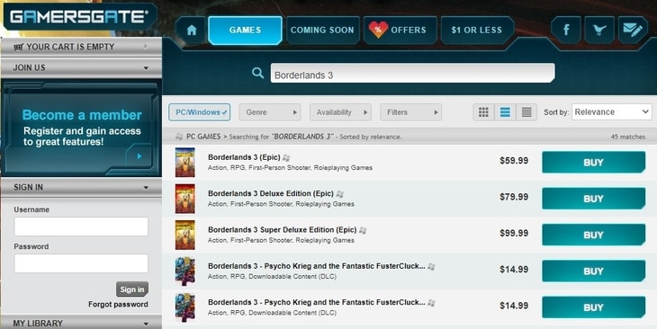 Borderlands 3 GamersGate