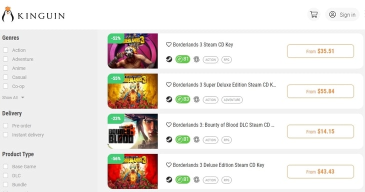 Borderlands 3 Kinguin