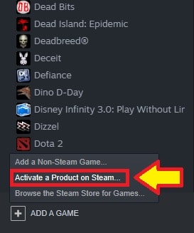 选择“在 Steam 上激活产品”