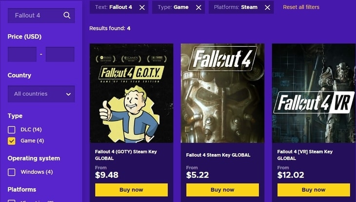 cheapest place to buy fallout 4 steam key
