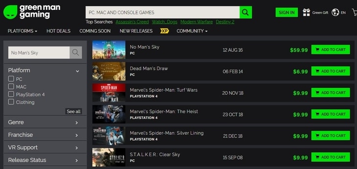No Man's Sky Green Man Gaming